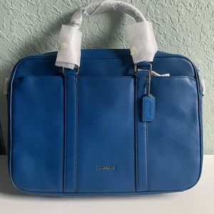 Coach Crossgrain Denim Leather Slim Briefcase/Shoulder Bag F71681